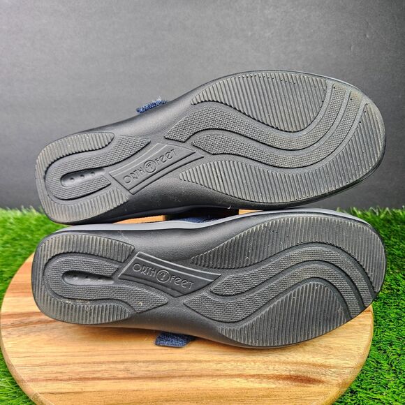 Orthofeet Quincy Womens 8.5 Wide Blue Stretch Knit Comfort Slip-On Low Top Shoes - Picture 11 of 12